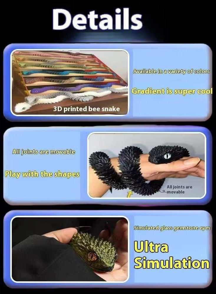 3D Printed Viper with Movable Joints,Three-dimensional Simulation of Animal Gold Printed Snake - Image 2