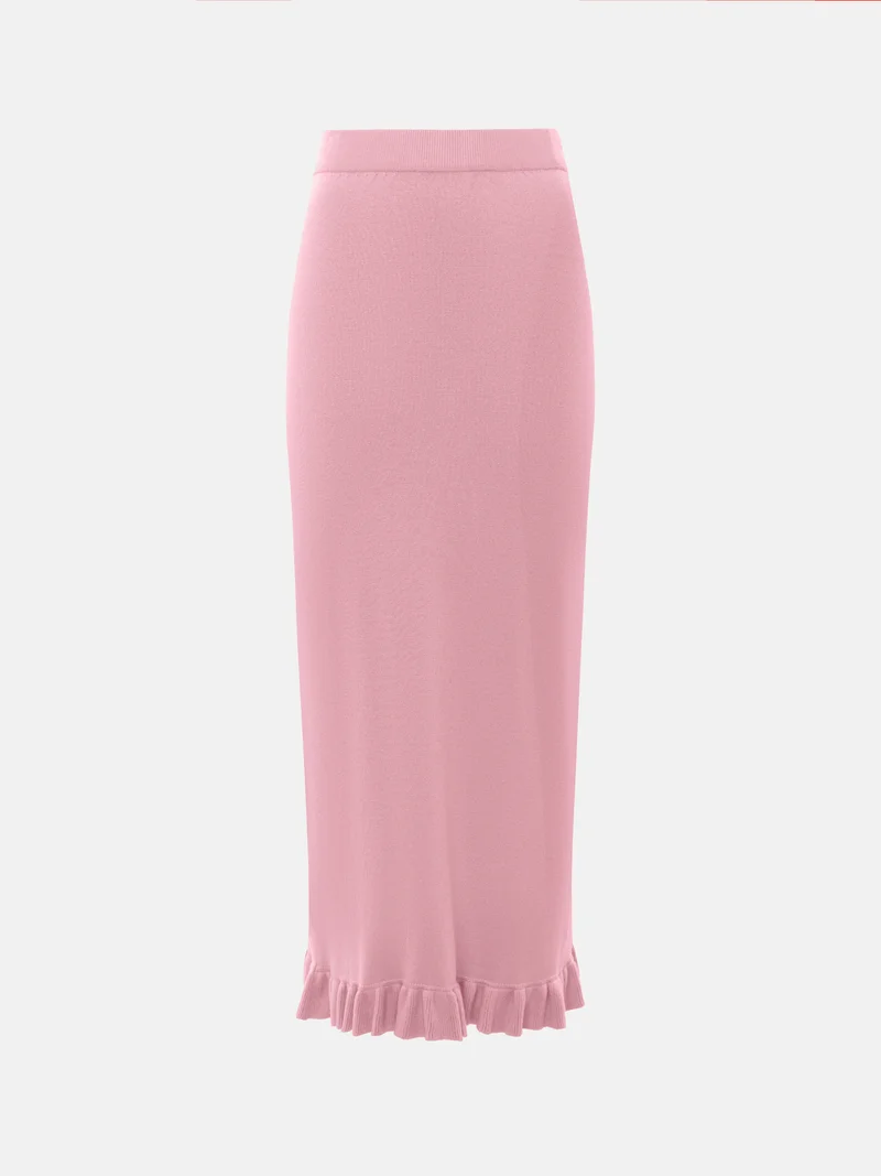 Lichi Smooth-knit midi skirt with ruffles