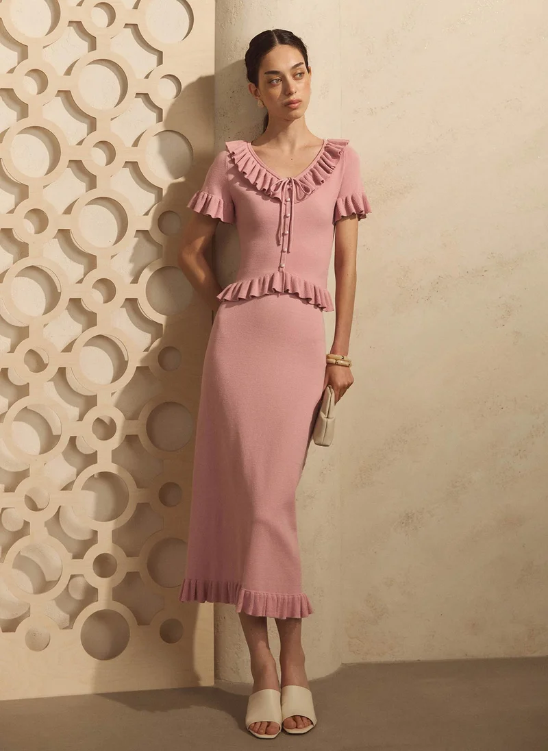 Lichi  Smooth-knit midi skirt with ruffles for Women | Best Price UAE