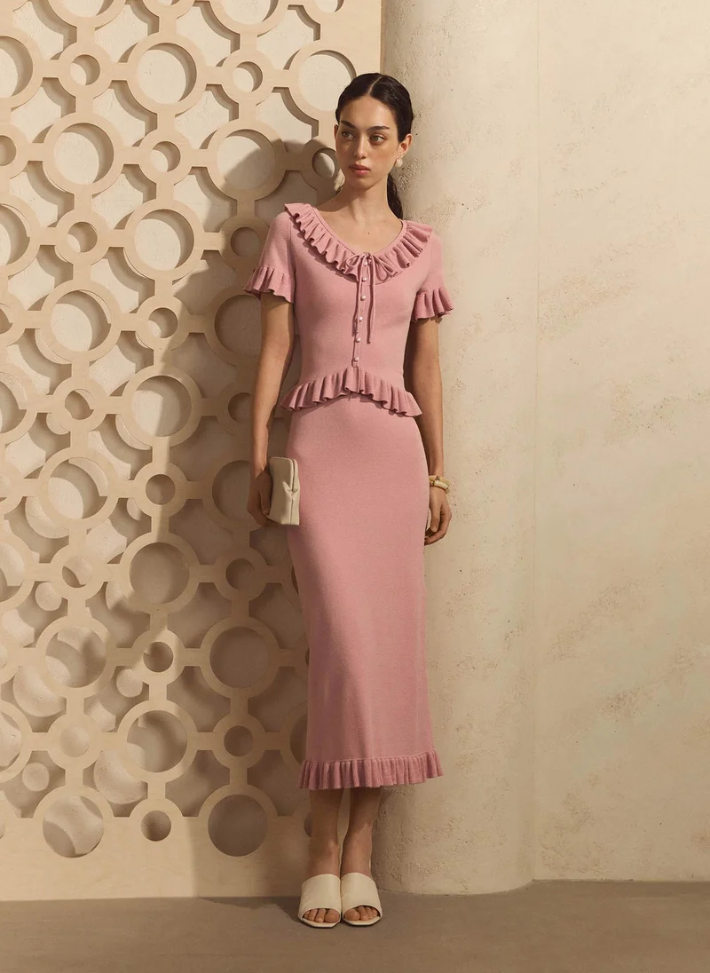 Lichi  Smooth-knit midi skirt with ruffles for Women | Best Price UAE