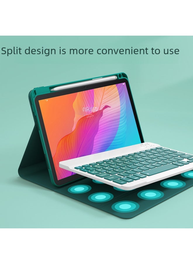 For IPad110.9.7 Touch Backlit Bluetooth Keyboard Air5 Leather Case Pro Protective Case Mini6 Upper Pen Slot-Color:[Colorful Backlight] Elegant Black And White Bluetooth Keyboard (send Bluetooth Mouse)-Product Type:Ipad 10th/11th Generation 10.9inch - Image 3