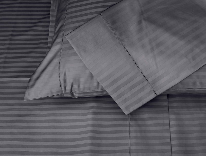 Threadmill Home Linen Standard Pillowcases  100 Natural Cotton 600 Thread Count 2 Piece Damask Dark Grey Pillow Cover Set Premium ELS Combed Cotton Striped Pillow Protectors