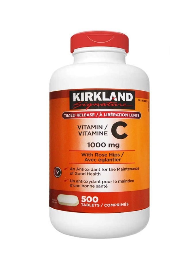 Kirkland Signature Vitamin C 1000mg with Rose Hips, 500 Tabs - Image 1