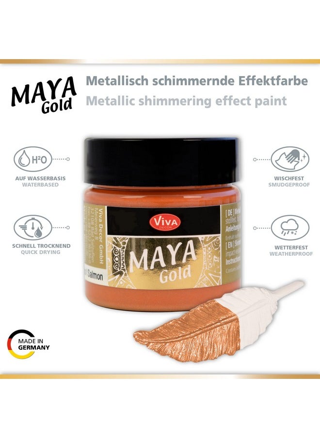 Viva Decor - Maya Gold (Gold) 1.52 Fl Oz Shiny Metallic Acrylic Paint For Creative Works On Wood Glass And Porcelain. Impact Resistant Smudge Proof And Weatherproof For Long Lasting Results - Image 1
