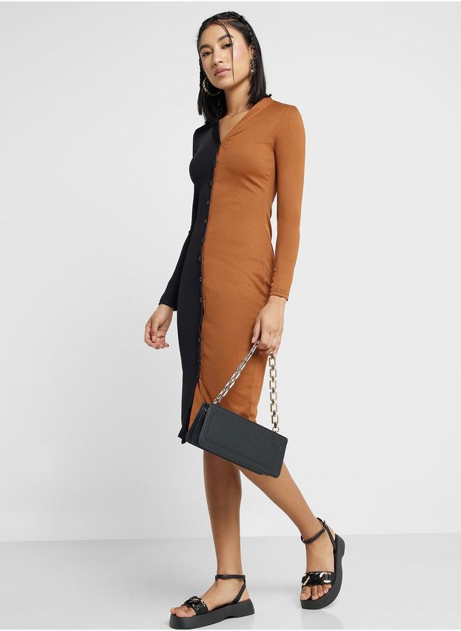 Ginger - Colorblock Detail Dress - Image 1