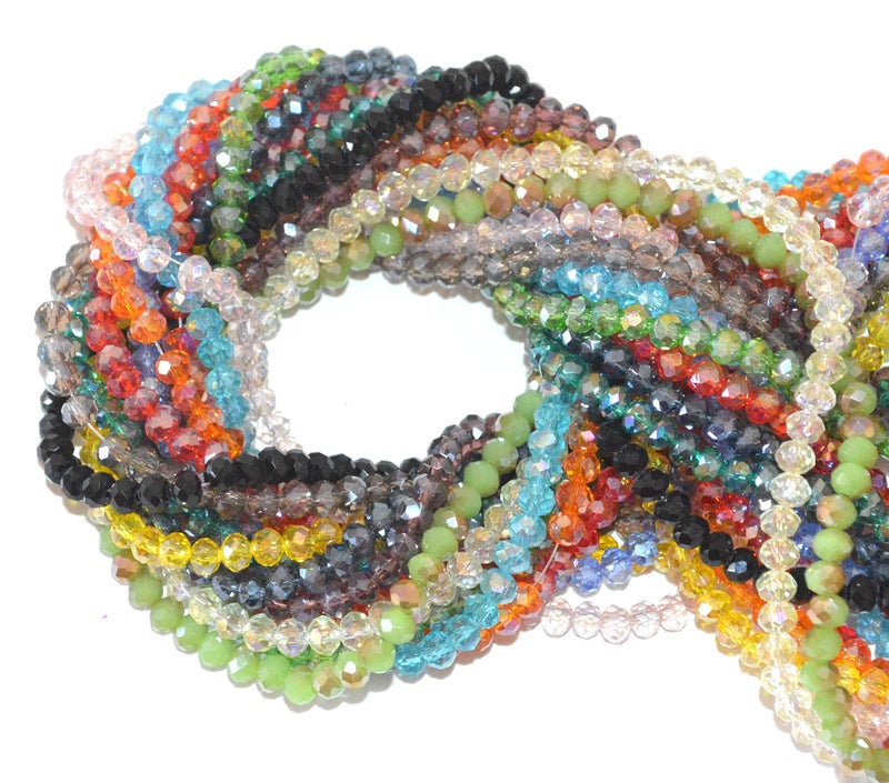 Catoterm Catotrem Faceted Glass Crystal Beads Strands Briolette Rondelle Crystal Beads Spacer for Jewelry Making 15 Colors 2100pcs 4MM - Image 5