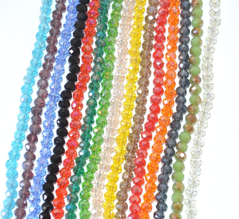 Catoterm Catotrem Faceted Glass Crystal Beads Strands Briolette Rondelle Crystal Beads Spacer for Jewelry Making 15 Colors 2100pcs 4MM - Image 4
