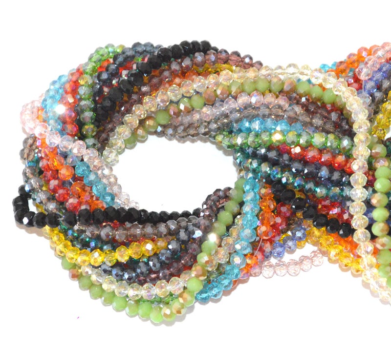 Catoterm Catotrem Faceted Glass Crystal Beads Strands Briolette Rondelle Crystal Beads Spacer for Jewelry Making 15 Colors 2100pcs 4MM - Image 1