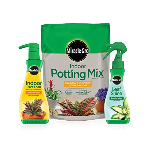 Miracle-Gro Indoor Potting Mix, Indoor Plant Food & Leaf Shine - Bundle of Potting Soil (6 qt.), Liquid Plant Food (8 oz.) & Leaf Shine (8 oz.) for Growing, Fertilizing & Cleaning Houseplants - Image 1