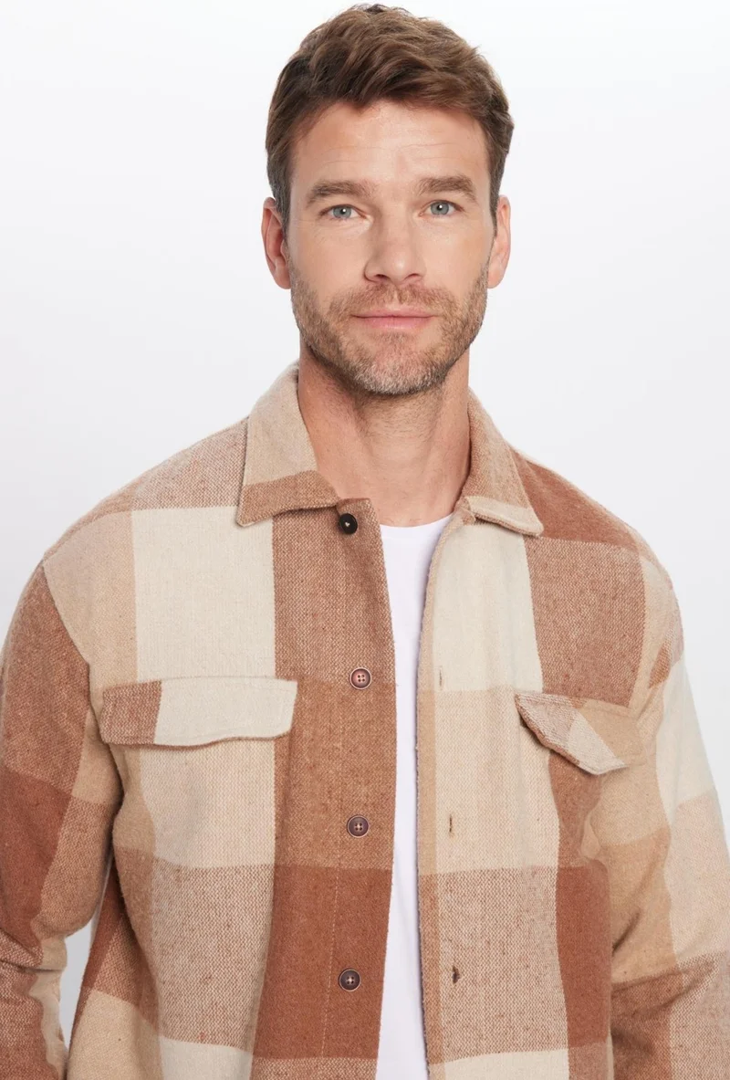 Tudors Men's Relax Fit Casual Cut Lumberjack Collar Double Pocket Flap Checkered Winter Shirt