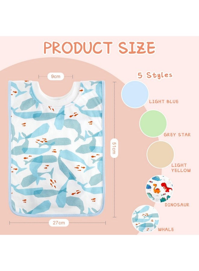 Newwiee 5 Pcs Pullover Toddler Bibs Full Coverage Baby Bibs Soft Absorbent Cotton Towel Bibs For Toddler Drooling Feeding (Vivid) - Image 2