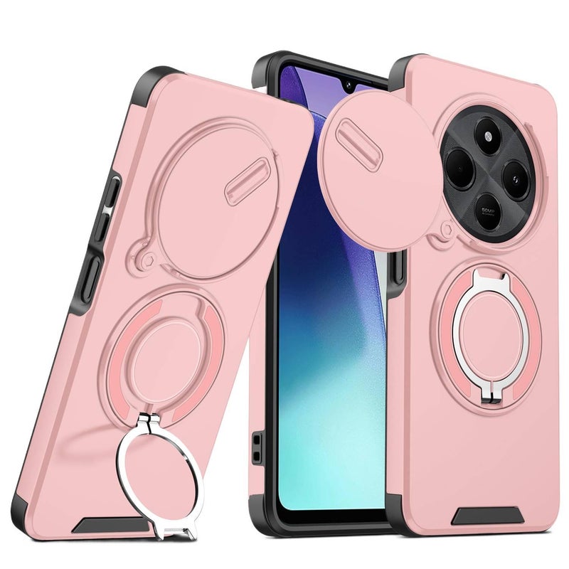 LS غطاء واقي بTPU لـ Redmi Note 13 Pro مع مقاوم للصدمات وحماية من السقوط مع مقاوم للصدمات مع حامل قائم مع مغناطيس قوي باللون وردي مغناطيسي بوظيفة حامل من مادة TPU باللون الوردي باللو. - Image 1