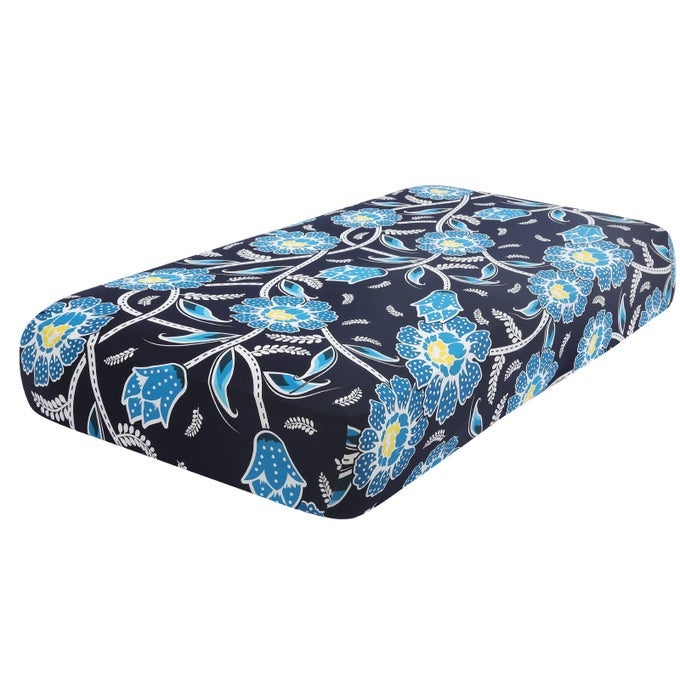PRINTED COUCH CUSHION COVERS FLORAL SOFA COVERS WASHABLE FOR 2 CUSHION COUCH STRETCH PATTERN OUTDOOR CUSHION COVERS FOR PATIO FURNITURE WITH ELASTIC BOTTOMMEDIUM BLUEBELL