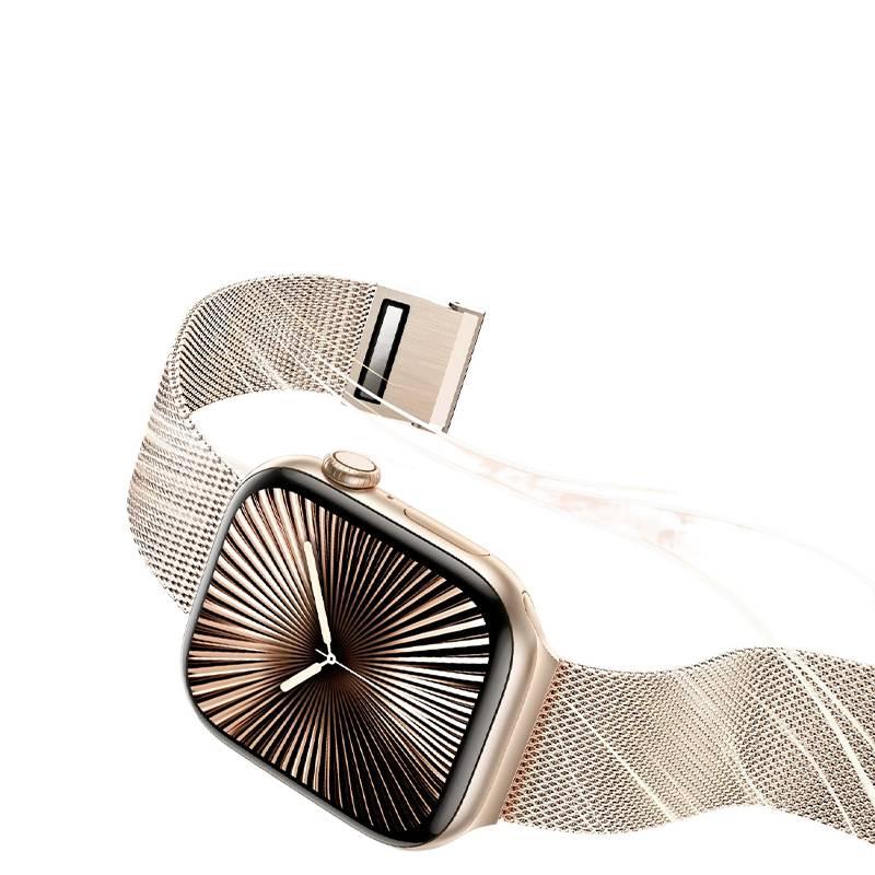 QX سوار ساعة ذكية سوار معدني من الستانلس ستيل متوافق مع Apple Watch Ultra بملاءمة قابلة للتعديل وحزام بديل بتصميم معدني أنيق باللون Starlight قابل للتعديل - Image 2