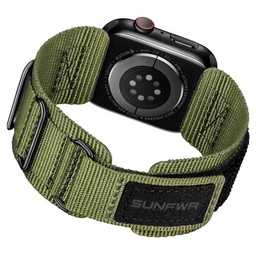 SUNFWR Rugged Nylon Band for Apple Watch 42mm(Series 11/10) 41mm 40mm 38mm Men,Velcro Tactical Military Strap for iWatch Series 11/10/9/8/7/6/5/4/3/2/1/SE - Image 1