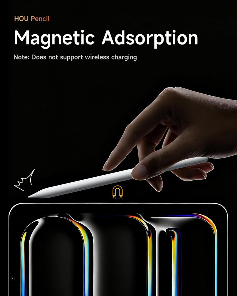 HOU Stylus Pen for Apple iPad - USB-C Charging with Hidden Port, Strong Magnetic Suction, Supports Undo & Eraser, Long Battery Life - Compatible with iPad Pro/Air/Mini & 6th to 11th Generation - Image 4