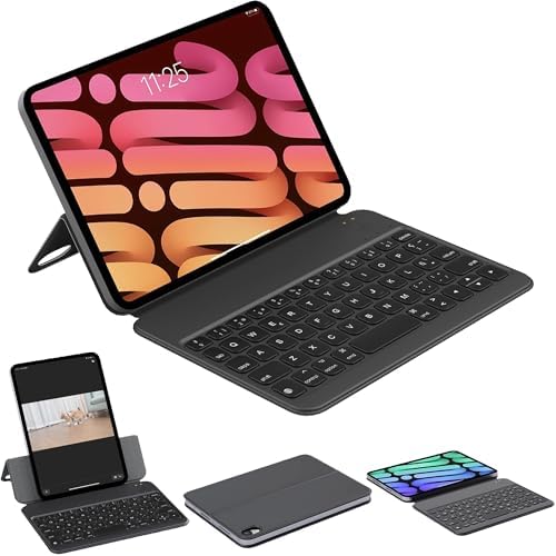 HOU for iPad Mini 6 (8.3-inch) Keyboard Case, Ultra Slim Folio Type of Keyboard, Power Display, Magnetic Protective Cover for iPad Mini 6th Generation 2021 (Spanish Keyboard) (Black) - Image 1
