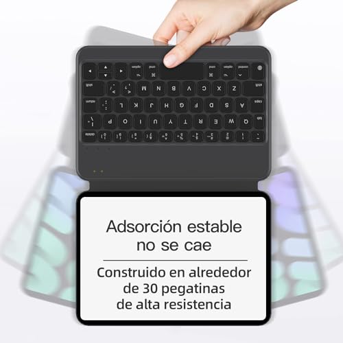 HOU for iPad Mini 6 (8.3-inch) Keyboard Case, Ultra Slim Folio Type of Keyboard, Power Display, Magnetic Protective Cover for iPad Mini 6th Generation 2021 (Spanish Keyboard) (Black) - Image 2