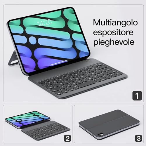 HOU for iPad Mini 6 (8.3-inch) Keyboard Case, Ultra Slim Folio Type of Keyboard, Power Display, Magnetic Protective Cover for iPad Mini 6th Generation 2021 (Spanish Keyboard) (Black) - Image 3