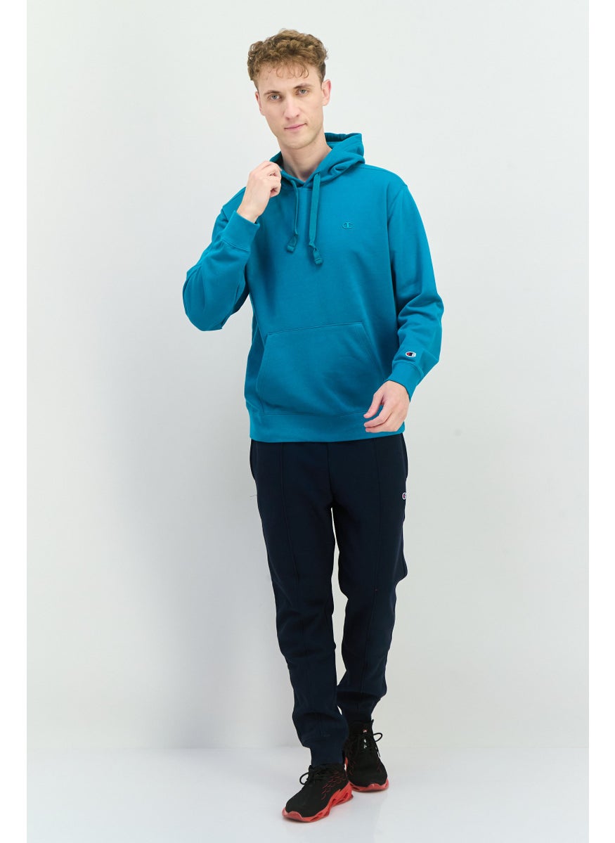 Champion Men Sportswear Fit Hooded Outdoor Sweatshirt, Teal  - Image 4