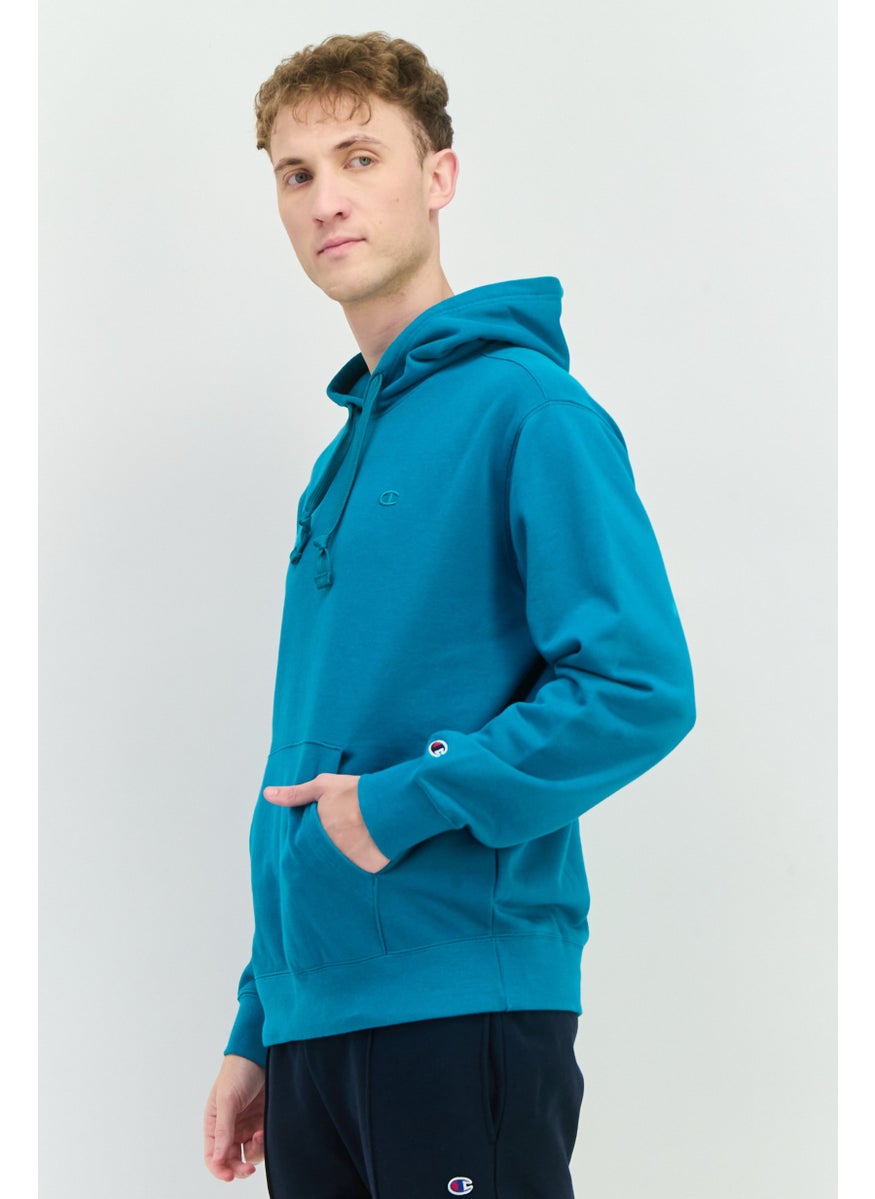 Champion Men Sportswear Fit Hooded Outdoor Sweatshirt, Teal  - Image 2