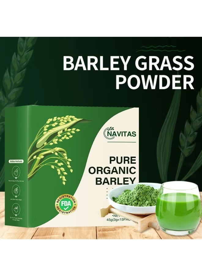 عشب الشعير العضوي النقي، مسحوق عشب الشعير، غني بالألياف الغذائية، يجعل جسمك أنحف، 60 جرام (3 جرام * 20 عبوة) - Image 3