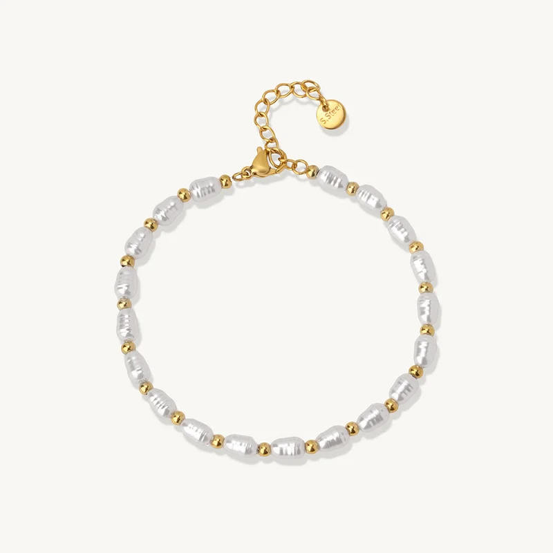 Palmonas PALMONAS Pearl Drift Chain Bracelet for Women | 18K Gold Plated, Waterproof & Anti-Tarnish