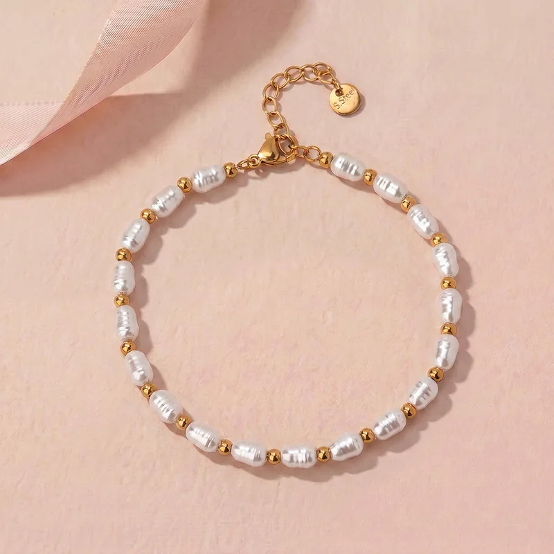 Palmonas PALMONAS Pearl Drift Chain Bracelet for Women | 18K Gold Plated, Waterproof & Anti-Tarnish
