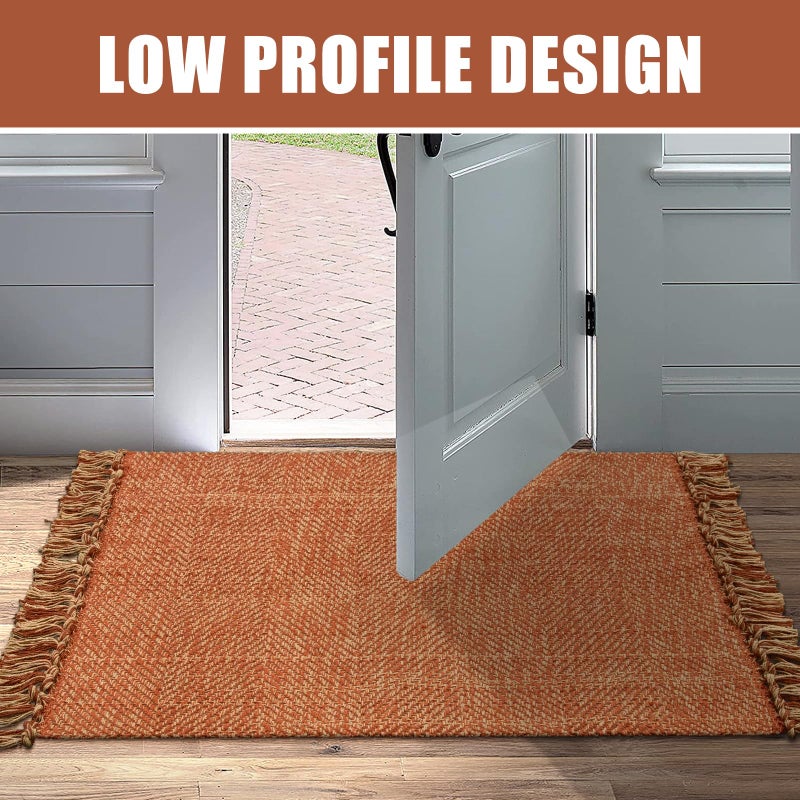 Collive سجادة صغيرة الحمام 2 '× 3' المنسوجة يدويًا المنسوجة يدويًا أماميًا أماميًا سجادة طين القطن القابل للانعكاس سجادة المطبخ الحديثة سجادة مزرعة للبهو - Image 5