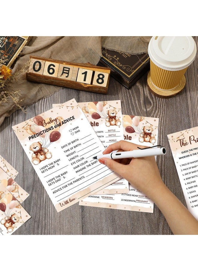 Jetec 302 Pcs Bear Baby Shower Game 6 Game Activities For 50 Guests Includes Baby Bingo The Price Is Right Guess Who Prediction And Advice Word Search Word Scramble (Brown Bear) - Image 5