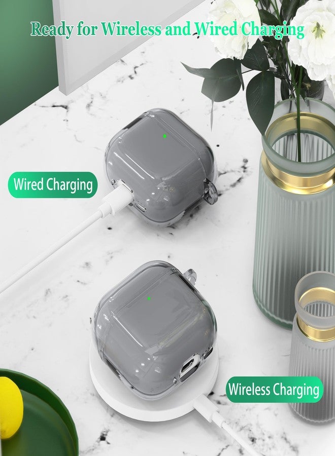 MHYALUDO غطاء حماية MHYALUDO لسماعات AirPods من الجيل الرابع (2024)، مقاوم للصدمات بمعايير عسكرية، مصنوع من مادة TPU ناعمة وشفافة للغاية ومقاومة للاصفرار، يأتي مع طقم تنظيف ومشبك دائري أنيق، لون أسود شفاف - Image 4
