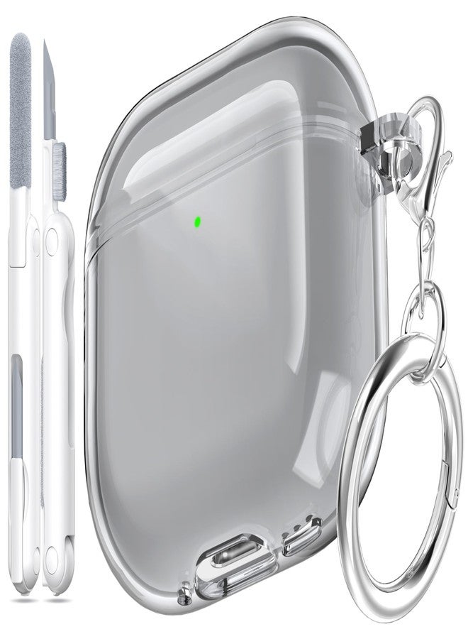 MHYALUDO غطاء حماية MHYALUDO لسماعات AirPods من الجيل الرابع (2024)، مقاوم للصدمات بمعايير عسكرية، مصنوع من مادة TPU ناعمة وشفافة للغاية ومقاومة للاصفرار، يأتي مع طقم تنظيف ومشبك دائري أنيق، لون أسود شفاف - Image 1