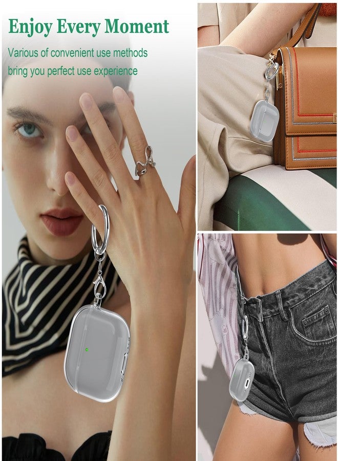 MHYALUDO غطاء حماية MHYALUDO لسماعات AirPods من الجيل الرابع (2024)، مقاوم للصدمات بمعايير عسكرية، مصنوع من مادة TPU ناعمة وشفافة للغاية ومقاومة للاصفرار، يأتي مع طقم تنظيف ومشبك دائري أنيق، لون أسود شفاف - Image 2