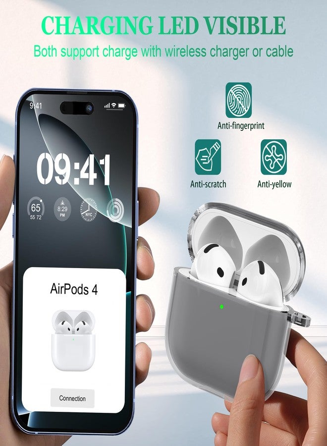 MHYALUDO غطاء حماية MHYALUDO لسماعات AirPods من الجيل الرابع (2024)، مقاوم للصدمات بمعايير عسكرية، مصنوع من مادة TPU ناعمة وشفافة للغاية ومقاومة للاصفرار، يأتي مع طقم تنظيف ومشبك دائري أنيق، لون أسود شفاف - Image 3