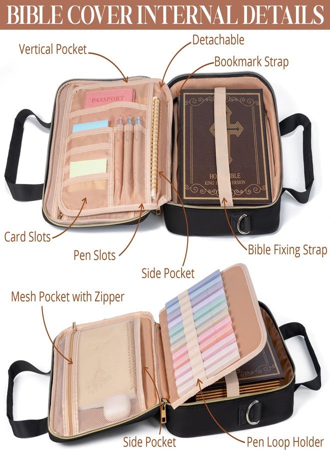 FLOE Bible Cover Case for Women, Large Bible Bag w/Shoulder Strap, Bible Study Supplies Journaling Kit Pink Book Carrying Case with Pastel Highlighter Tabs, Easter Mothers Day Christian Gifts for Women Mom - Image 4
