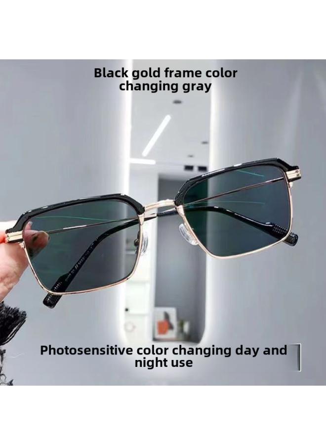 نيبمينينت Photosensitive Color-changing Reading Glasses Classic Personality Black Eyebrow Anti-blue Light Middle-aged And Old Age 