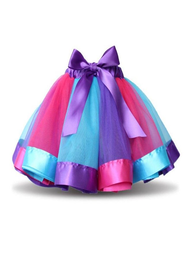 traderplus Baby Girls Colorful Layered Dance Outdoor Rainbow Tutu Skirt (Large 7-9 Years, A) - Image 1