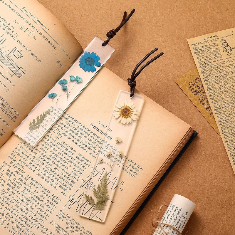 comfrt 4 Pieces Bookmark Resin Dried Flowers Bookmarks Handmade Resin Floral Bookmarks for Girls Women Ladies Children Kids Teens Lovely Party Favors School Classroom Prize Reading Rewards (Fresh Style) - Image 3