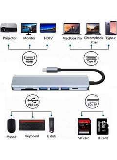 Wozlo USB Type-C To 4K@30Hz HDMI Cable + SD/TF Card Reader + Usb3.0 + 2xusb2.0 + Pd 87W Converter Cable  - Image 5
