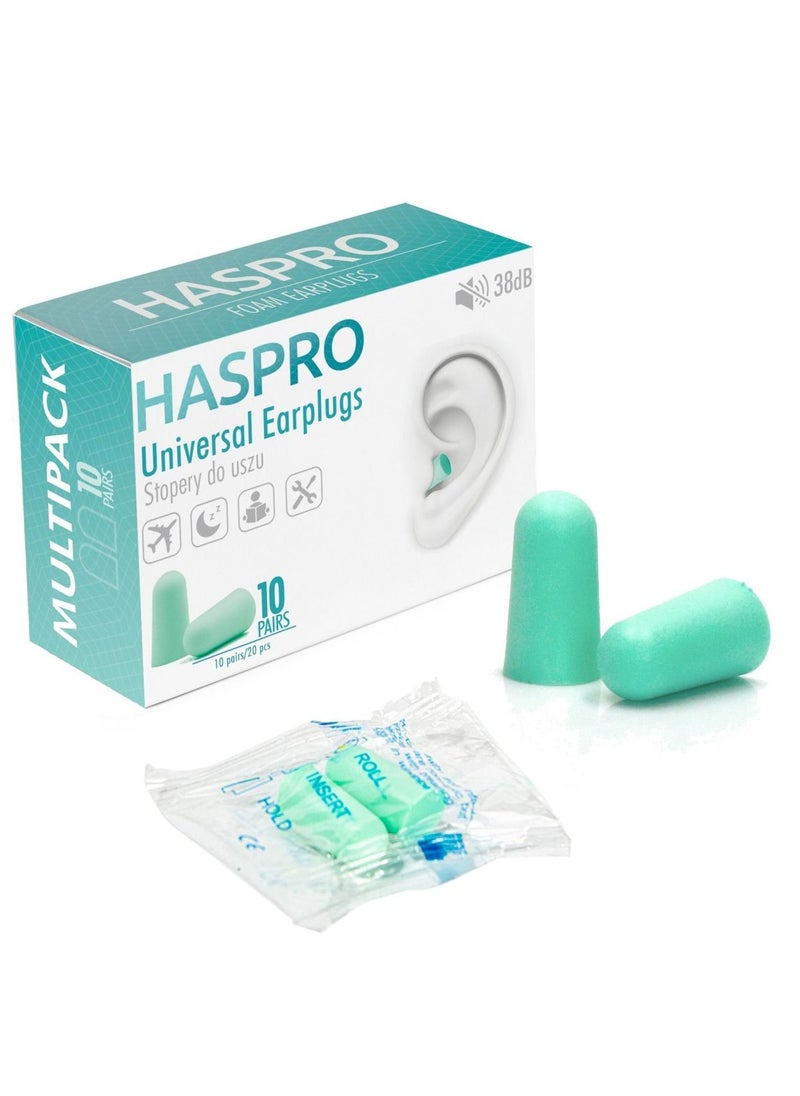 HASPRO - HASPRO Ultra Soft Foam Earplugs, Best Earplugs for Noise Canceling, Snoring, Work, DIY, Noise Reduction SNR 38dB (Pack of 10, Mint) - Image 1