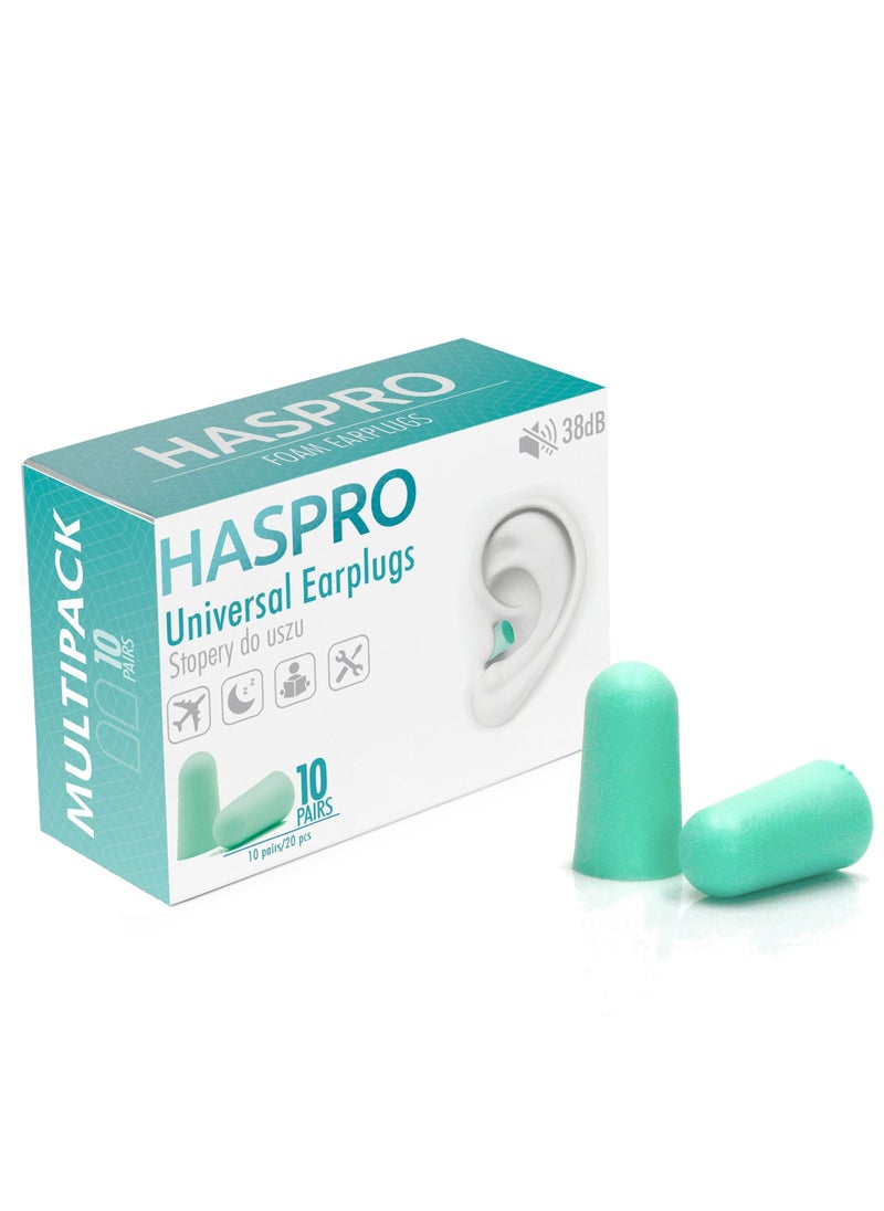 HASPRO - HASPRO Ultra Soft Foam Earplugs, Best Earplugs for Noise Canceling, Snoring, Work, DIY, Noise Reduction SNR 38dB (Pack of 10, Mint) - Image 1