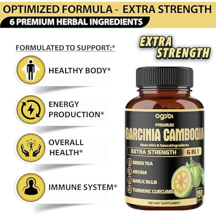 agobi Premium Garcinia Cambogia Capsules with Green Tea, Arjuna, Garlic, Turmeric, Black Pepper - Body Health & Immune Support Supplement - 1 Pack 150 Caps for 5 Months - Image 3