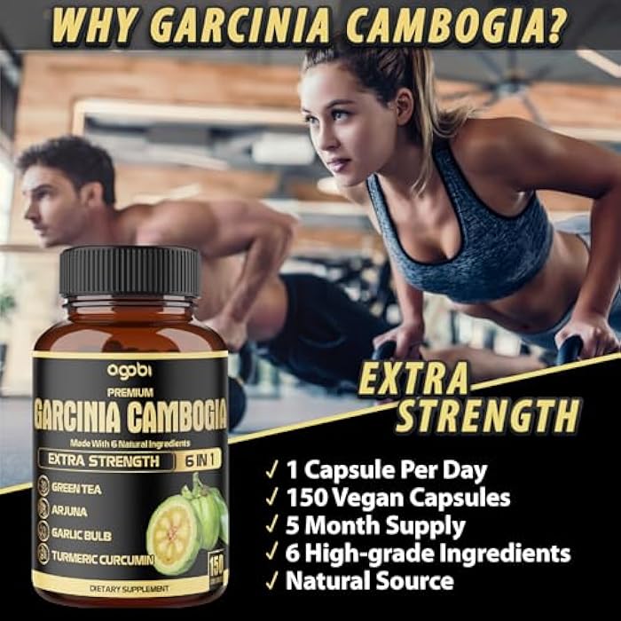agobi Premium Garcinia Cambogia Capsules with Green Tea, Arjuna, Garlic, Turmeric, Black Pepper - Body Health & Immune Support Supplement - 1 Pack 150 Caps for 5 Months - Image 5
