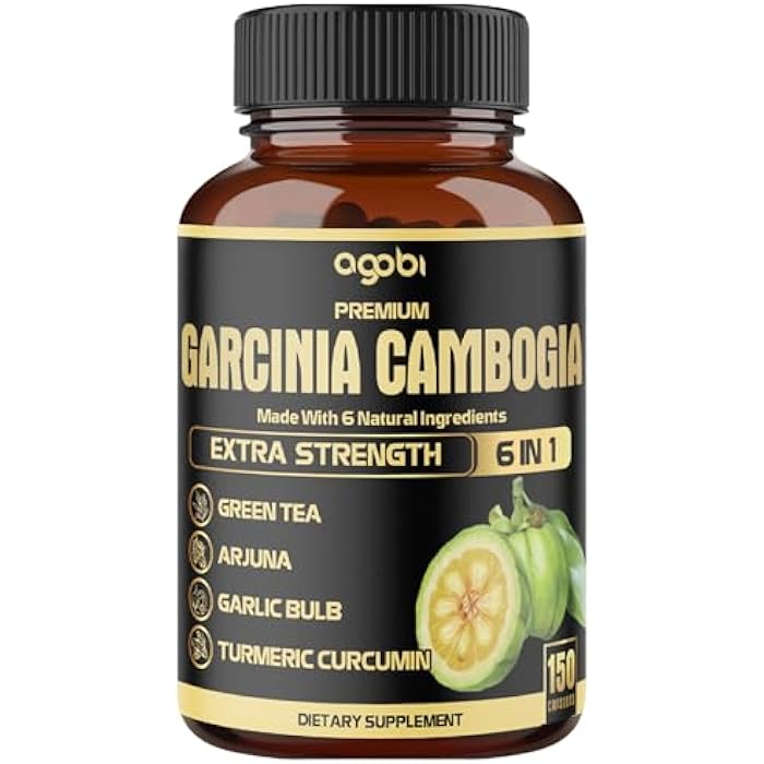 agobi Premium Garcinia Cambogia Capsules with Green Tea, Arjuna, Garlic, Turmeric, Black Pepper - Body Health & Immune Support Supplement - 1 Pack 150 Caps for 5 Months - Image 1