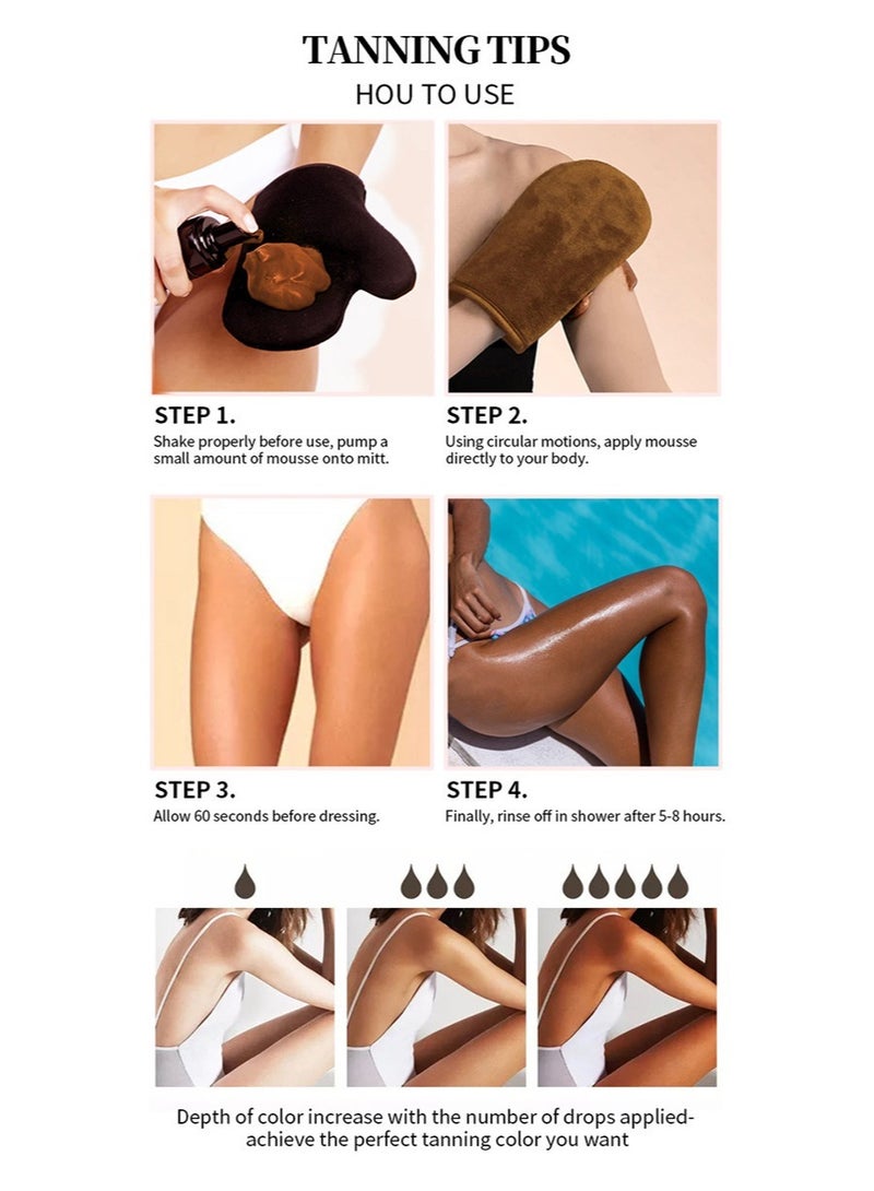 SHLAWIE Self Tanner Mousse Kit | Natural Self Tanner Mousse | Light Self Tanning Mousse | Packied With Skin Benefits, No Added Nasties, Vegan, Cruelty Free | All Skin Types Self Tanner Mousse  - Image 4