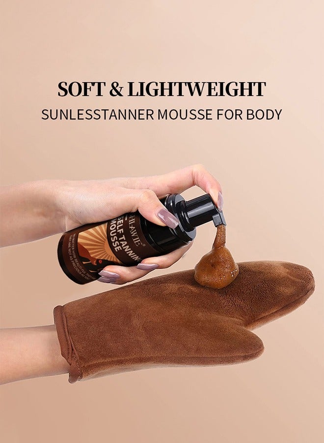 SHLAWIE Self Tanner Mousse Kit | Natural Self Tanner Mousse | Light Self Tanning Mousse | Packied With Skin Benefits, No Added Nasties, Vegan, Cruelty Free | All Skin Types Self Tanner Mousse  - Image 3