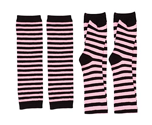 Bienvenu Colorful Rainbow Stripe Leggings Long Knit Gloves Socks Set Party Costume Accessory,Pink - Image 4