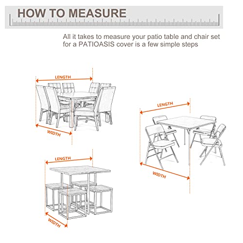 PATIOASIS Cover for Patio Furniture Table and Chairs Square 92 x 92 inch 600D Tough Canvas Waterproof Square Lawn Patio Set Cover - Image 2