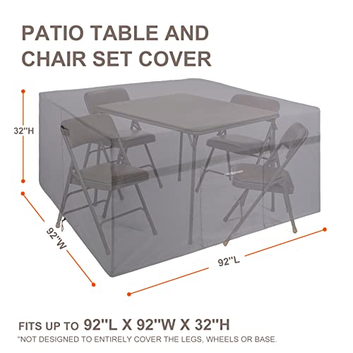 PATIOASIS Cover for Patio Furniture Table and Chairs Square 92 x 92 inch 600D Tough Canvas Waterproof Square Lawn Patio Set Cover - Image 3