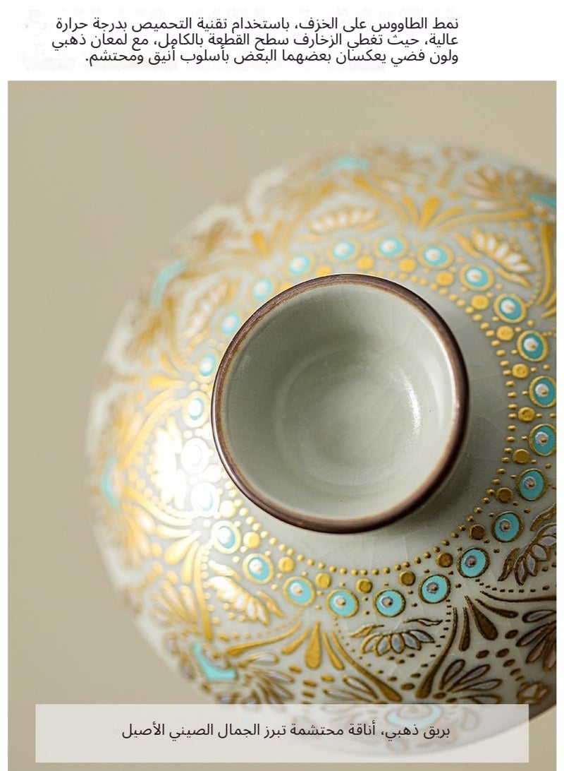 Sunspire Ru kiln peacock pattern exquisite double cup set, perfect for high-end gift giving - Image 4